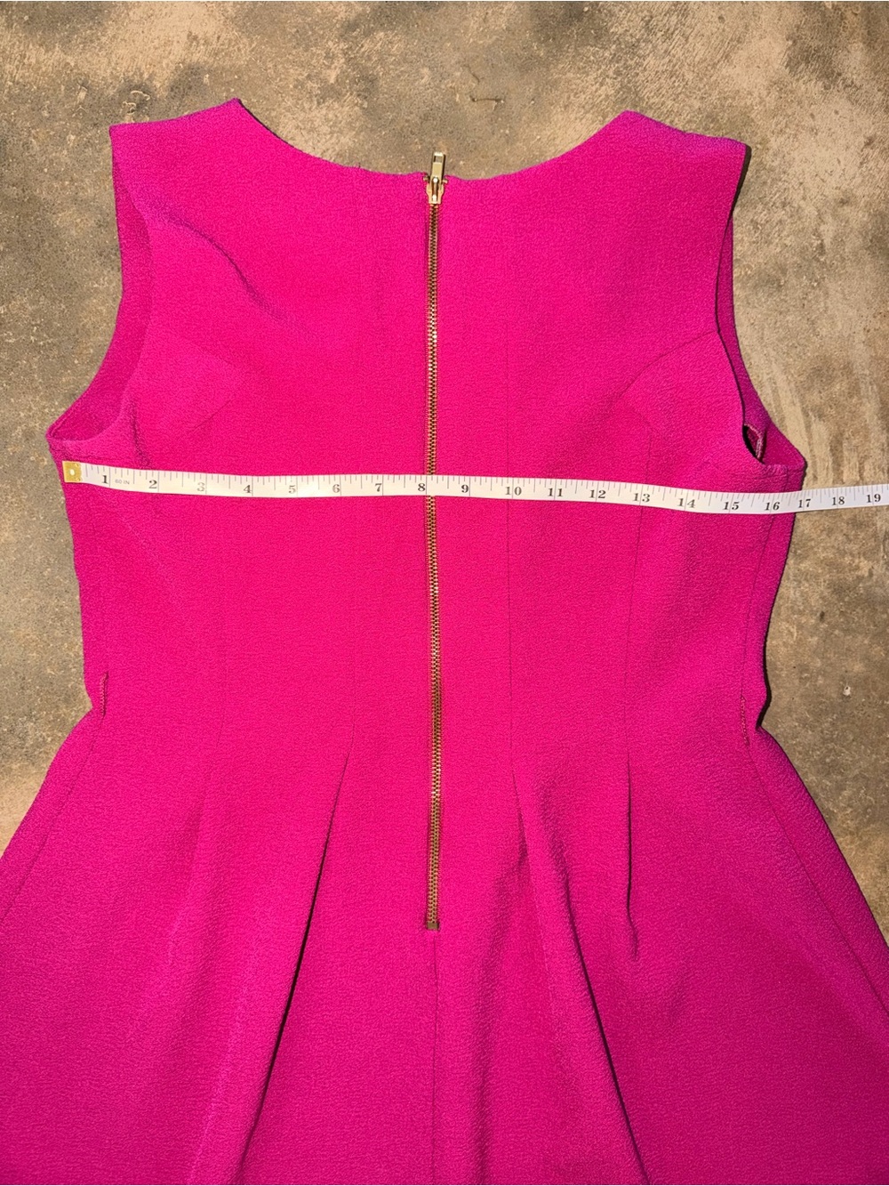 Gianni Bini Fuchsia Textured Fit & Flare Dress Sleeveless Zip Back Size Large - Picture 5 of 11